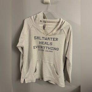 Saltwater Heals Everything Rhode Island Hoodie Sweatshirt Size L